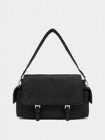 Bolso Bandolera De Nylon Con Solapa negro