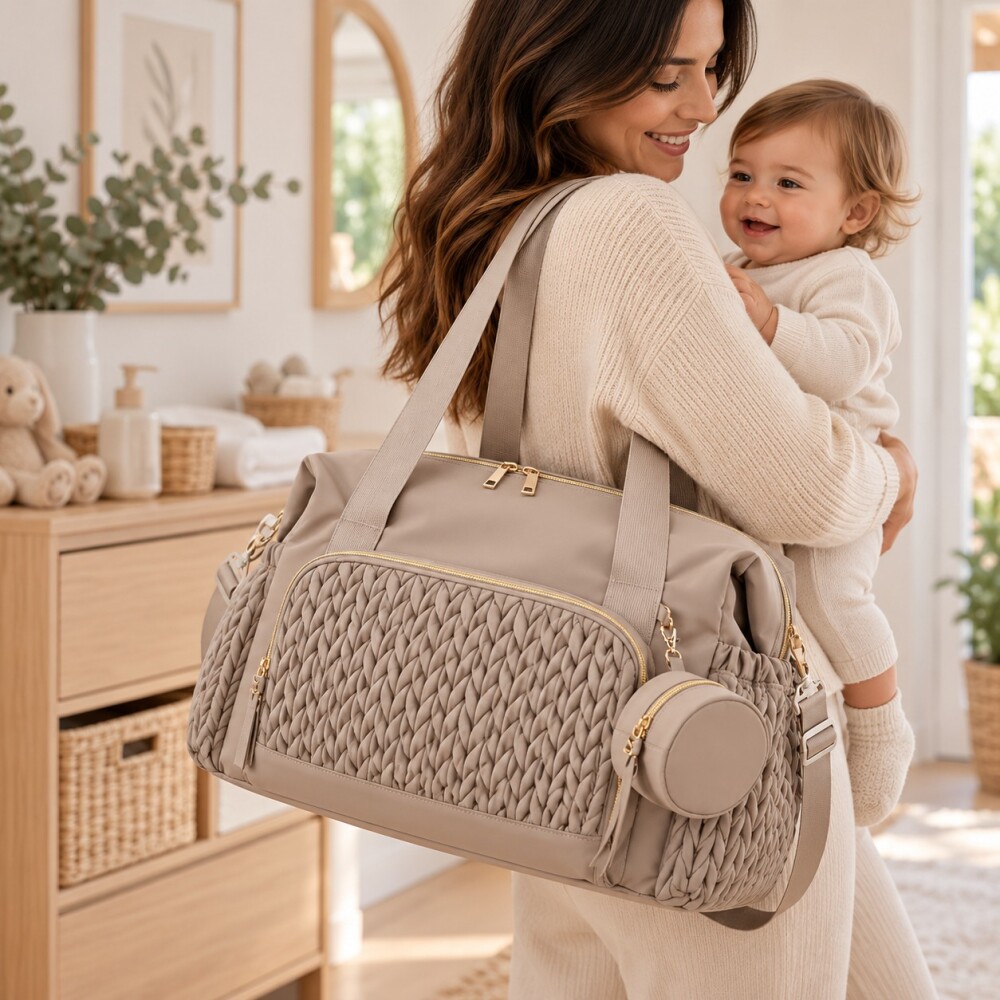 Bolso maternal XL ASH beige