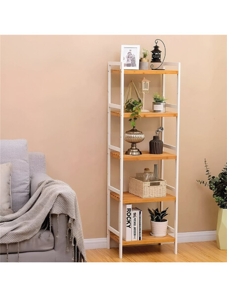 ESTANTERIA 5 TABLAS 45X32X142 CM BAMBOO CON BLANCO ESTANTERIA 5 TABLAS 45X32X142 CM BAMBOO CON BLANCO