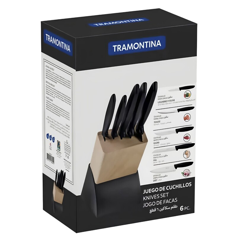 Juego De Cuchillos Tramontina 6 Piezas + Soporte De Madera Juego De Cuchillos Tramontina 6 Piezas + Soporte De Madera