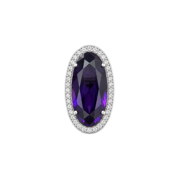 Anillo Oval - Plata 925 - Amatista Imperial y Zirconias AN4775 conpiedra
