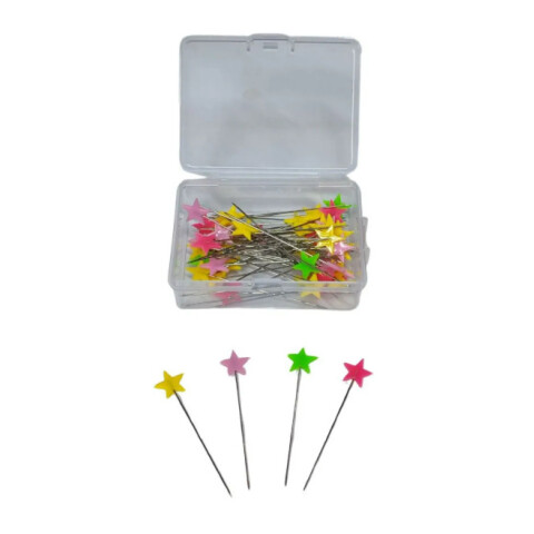Caja Con Alfileres Patchwork Cabeza Fantasía Estrella X 50 Unidades Caja Con Alfileres Patchwork Cabeza Fantasía Estrella X 50 Unidades