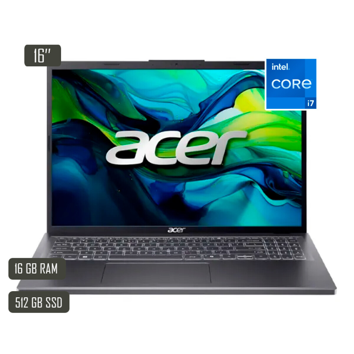 Notebook Acer 16" Intel I7 16GB 512GB W11 