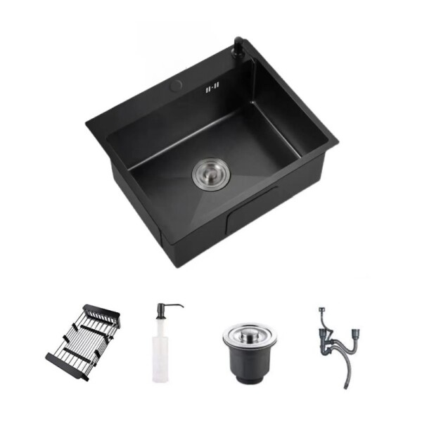 PILETA SIMPLE DE SOBREPONER 55 X 45 X 22 + ACCESORIOS - NEGRA PILETA SIMPLE DE SOBREPONER 55 X 45 X 22 + ACCESORIOS - NEGRA