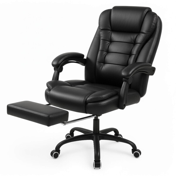 Silla Oficina Sillon Escritorio Ejecutiva Ergonomica Cuero con apoyapies IMBACK Color Negro Silla Oficina Sillon Escritorio Ejecutiva Ergonomica Cuero con apoyapies IMBACK Color Negro