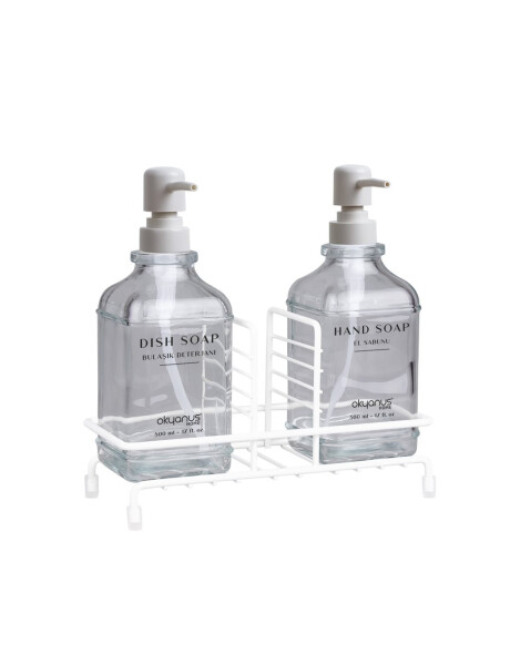 DISPENSADOR DE JABON 2PCS C/ESTANTE 8x22CM BLANCO DISPENSADOR DE JABON 2PCS C/ESTANTE 8x22CM BLANCO