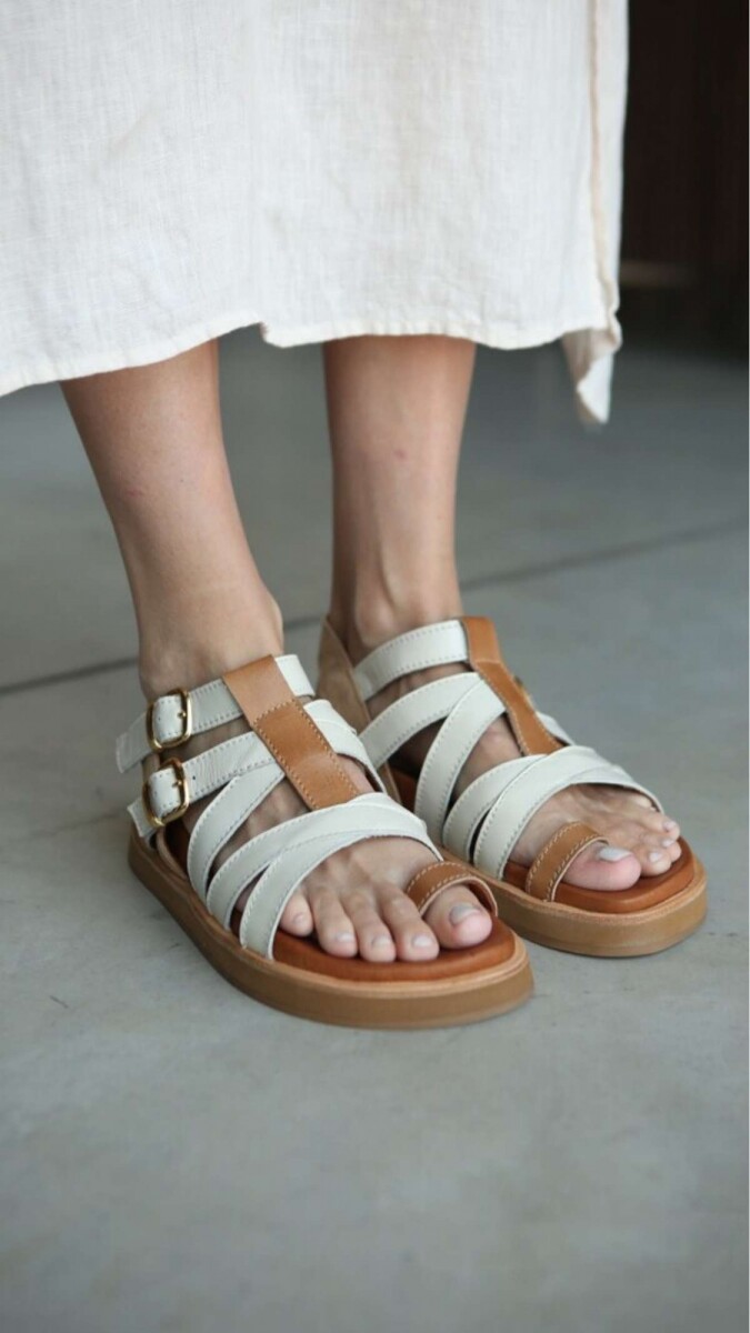 Sandalia Roma - Blanco Y Beige 