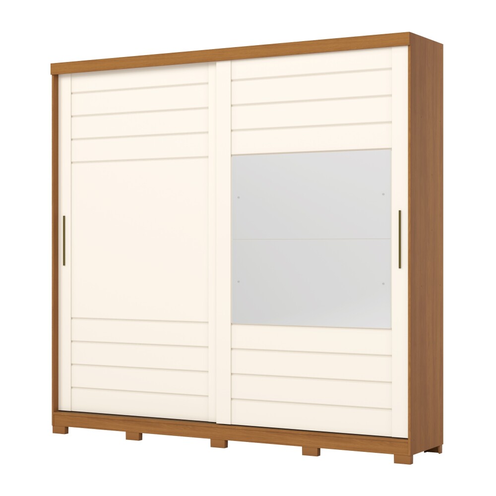 ROPERO CAYMAN 2 PUERTAS 6 CAJONES INTERNOS 1 ESPEJO GUARDARROPA CLOSET ARMARIO 100% MDF OFF WHITE