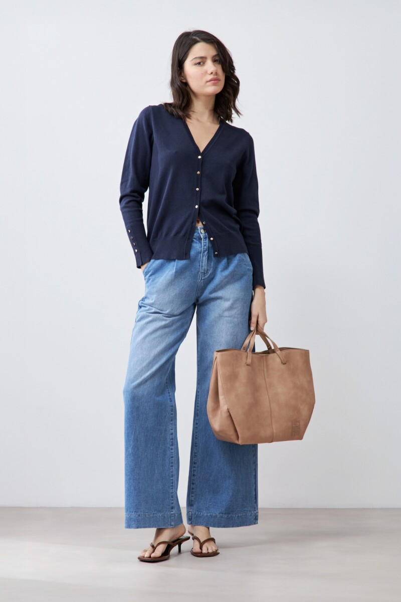 Cardigan escote V - azul marino 