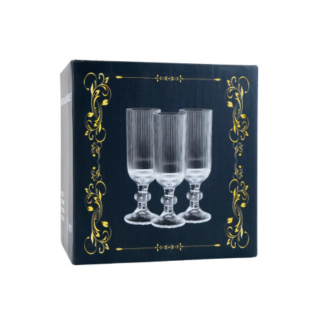 Set de 6 copas de champagne de vidrio labrado Set de 6 copas de champagne de vidrio labrado