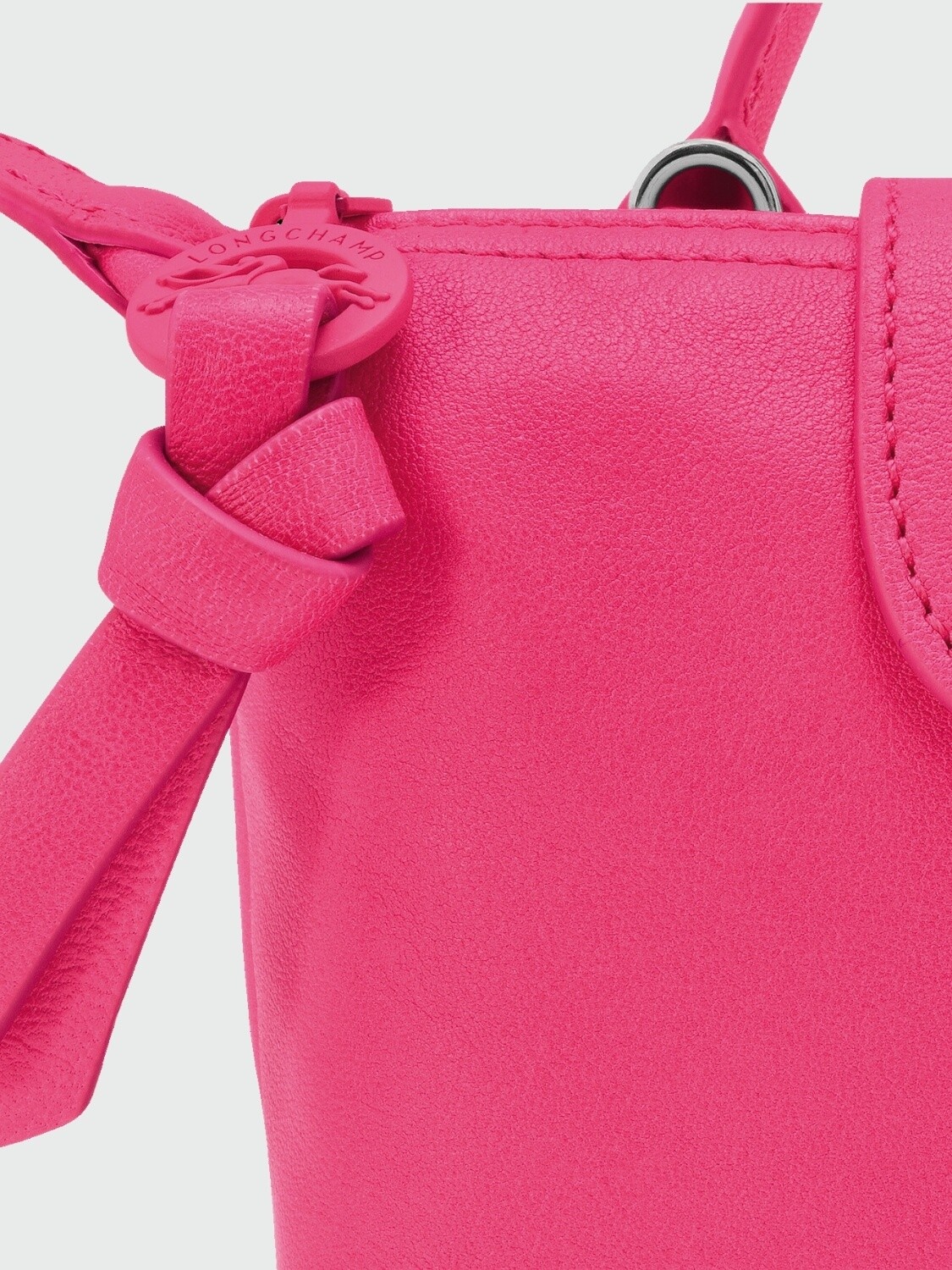 Longchamp - Sobre de cuero, Le Pliage Pink Fucsia