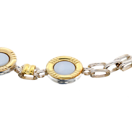 Pulsera de plata 925, double en oro 18 ktes y nácar. Pulsera de plata 925, double en oro 18 ktes y nácar.