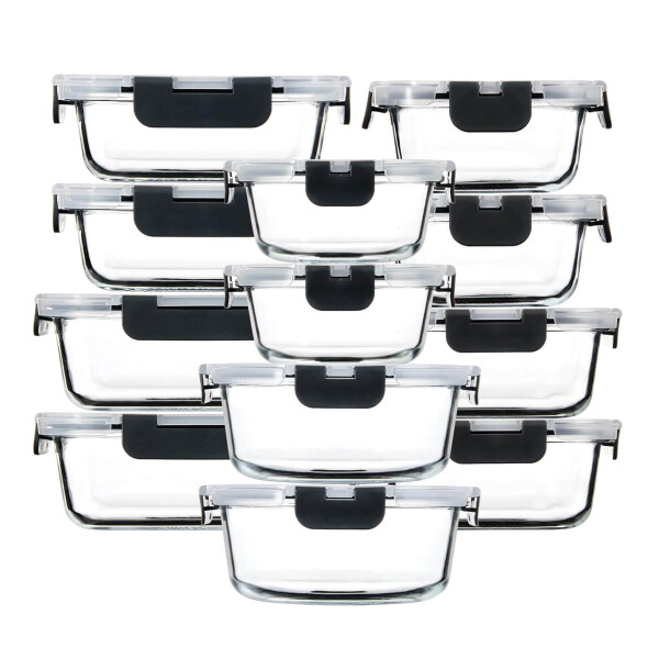 Juego De 12 Tarros De Vidrio Hermeticos Taper Recipientes Contenedores IMBACK Color Negro Juego De 12 Tarros De Vidrio Hermeticos Taper Recipientes Contenedores IMBACK Color Negro