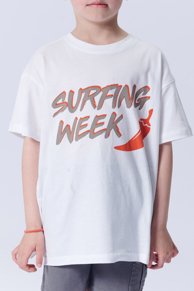 Remera estampada Surfing Week Beige