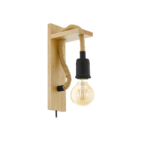Lámpara de pared madera y cuerda 1XE27 RAMPSIDE EG3194