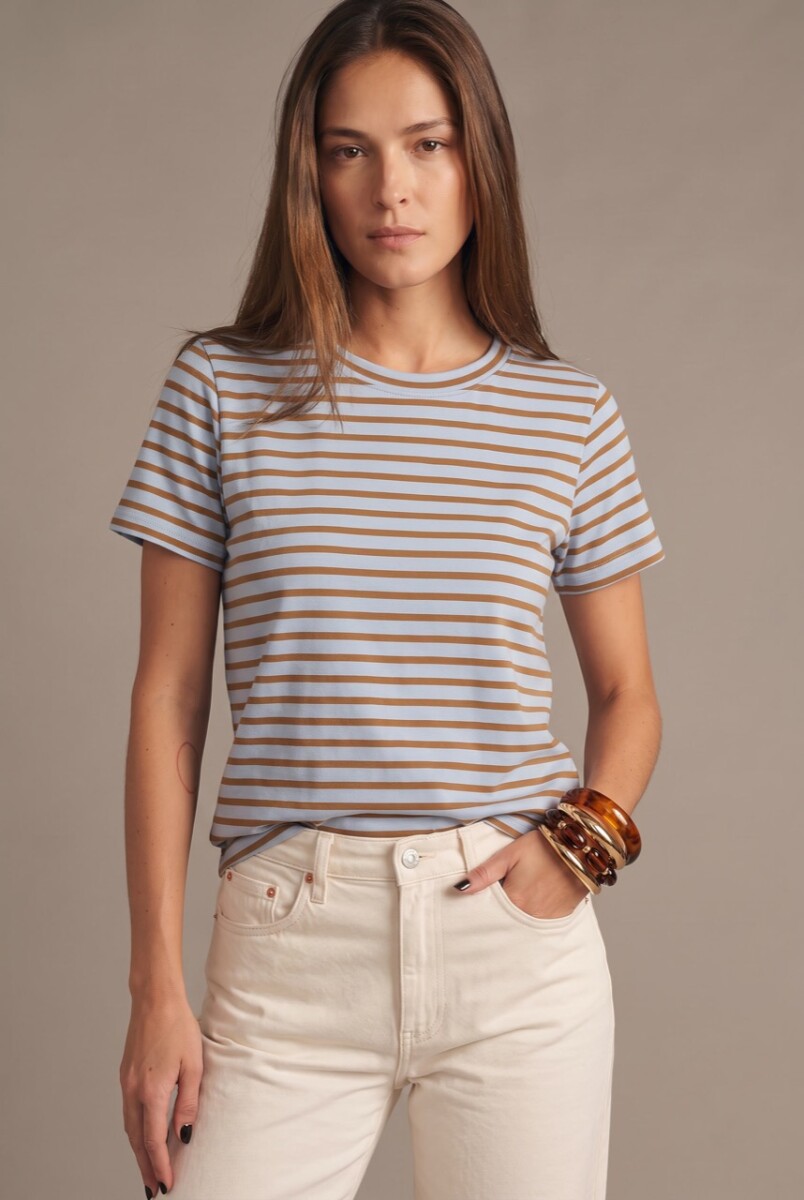 Remera Rayada - Celeste 