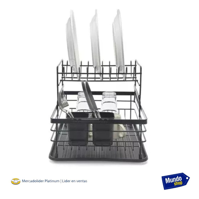 Escurridor Escurre Platos Doble Extraíble De Metal Cocina Negro