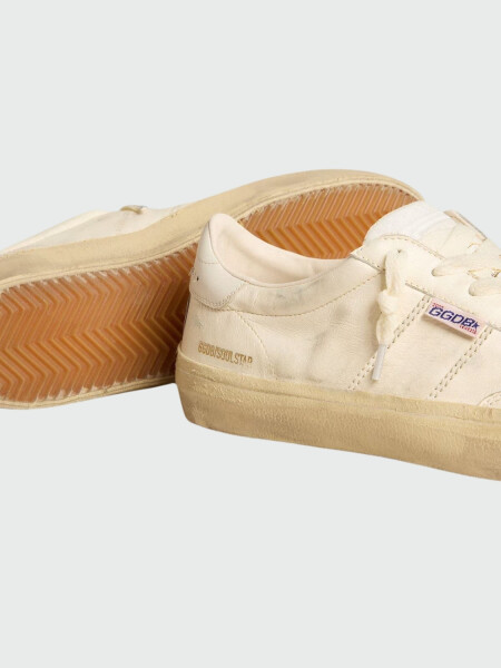 Golden Goose-Championes de cuero acordonados, Soul star Blanco
