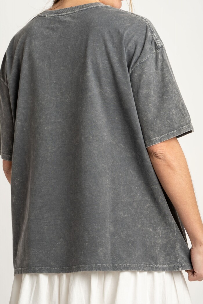 Remera Algodon Lavado Print Gris