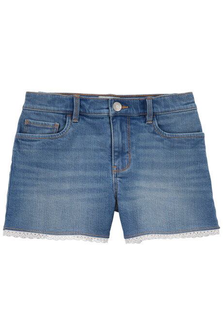 Short de jean con detalles de encaje Sin color