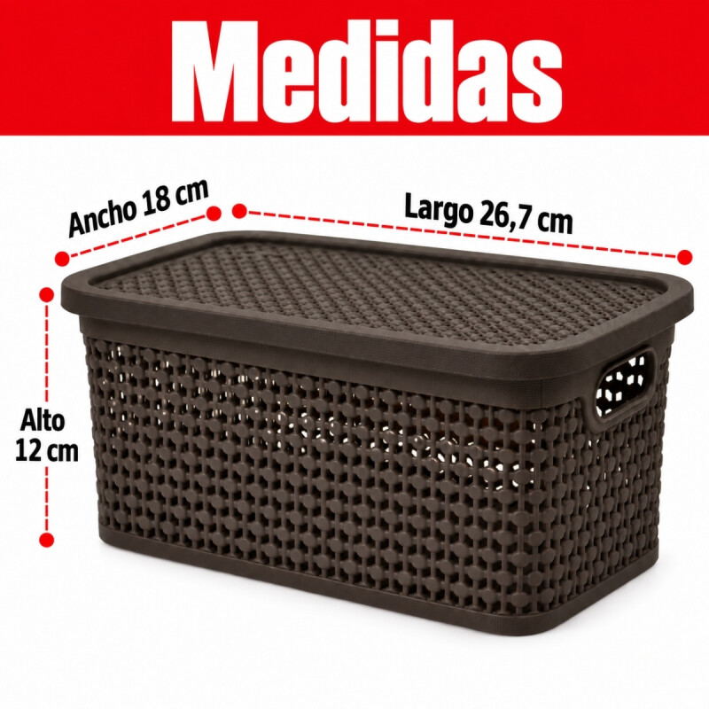Set x3 Caja simil ratán 4 lts CHOCOLATE