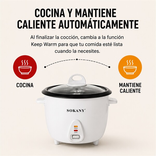 Olla Arrocera Eléctrica Sokany 1.8 L 700W con Keep Warm Blanco 1