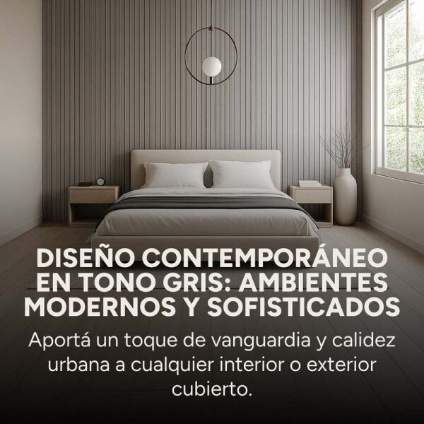 Pack x20 Wpc Simil Madera Wall Panel Lambrin 2.90x16.7 Color Gris Oscuro
