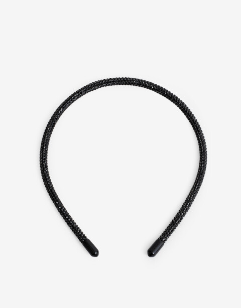 Vinchas Rígidas Strass Vincha Con Strass Angosta. - Negro