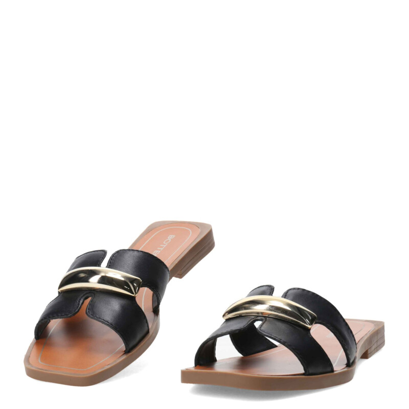 Sandalias de Mujer Bottero Slide con Detalle Metálico Negro
