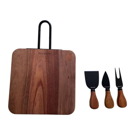 Set Tabla Madera + 3 Accesorios De Queso 203X203X15Cm