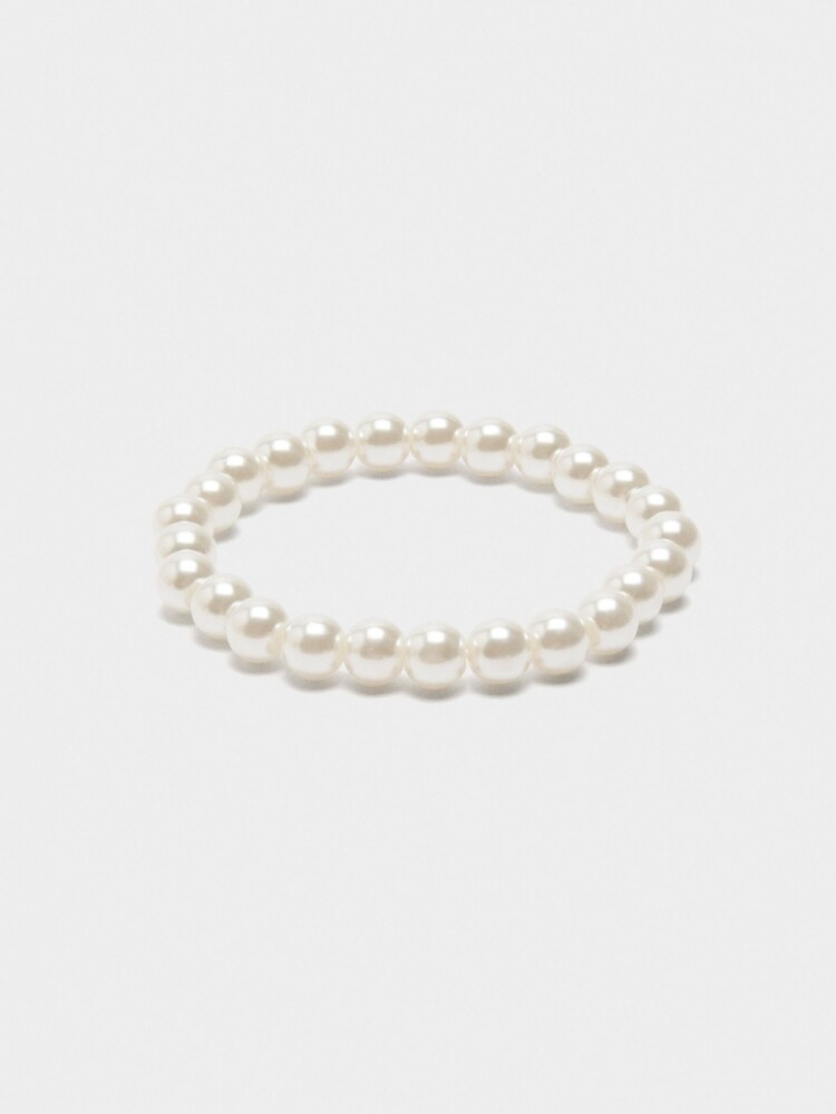 Pulsera Elástica De Perlas blanco