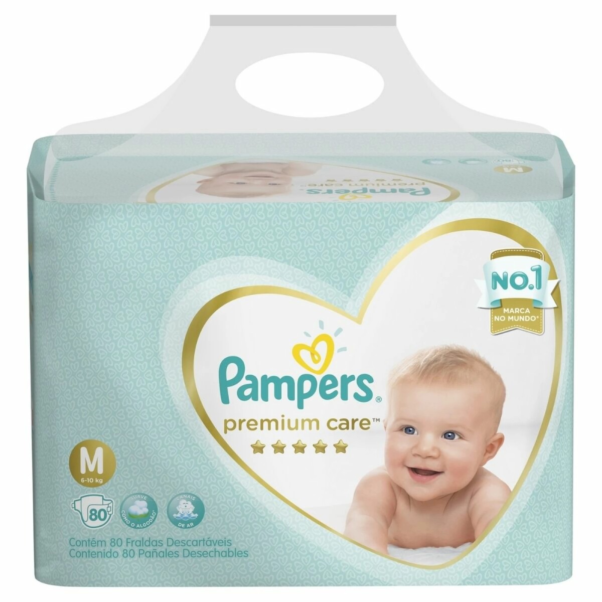 Pañales Pampers Premium Care M X80 