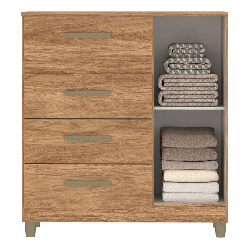 Cómoda cajonera 4 cajones 1 puerta MARRÓN