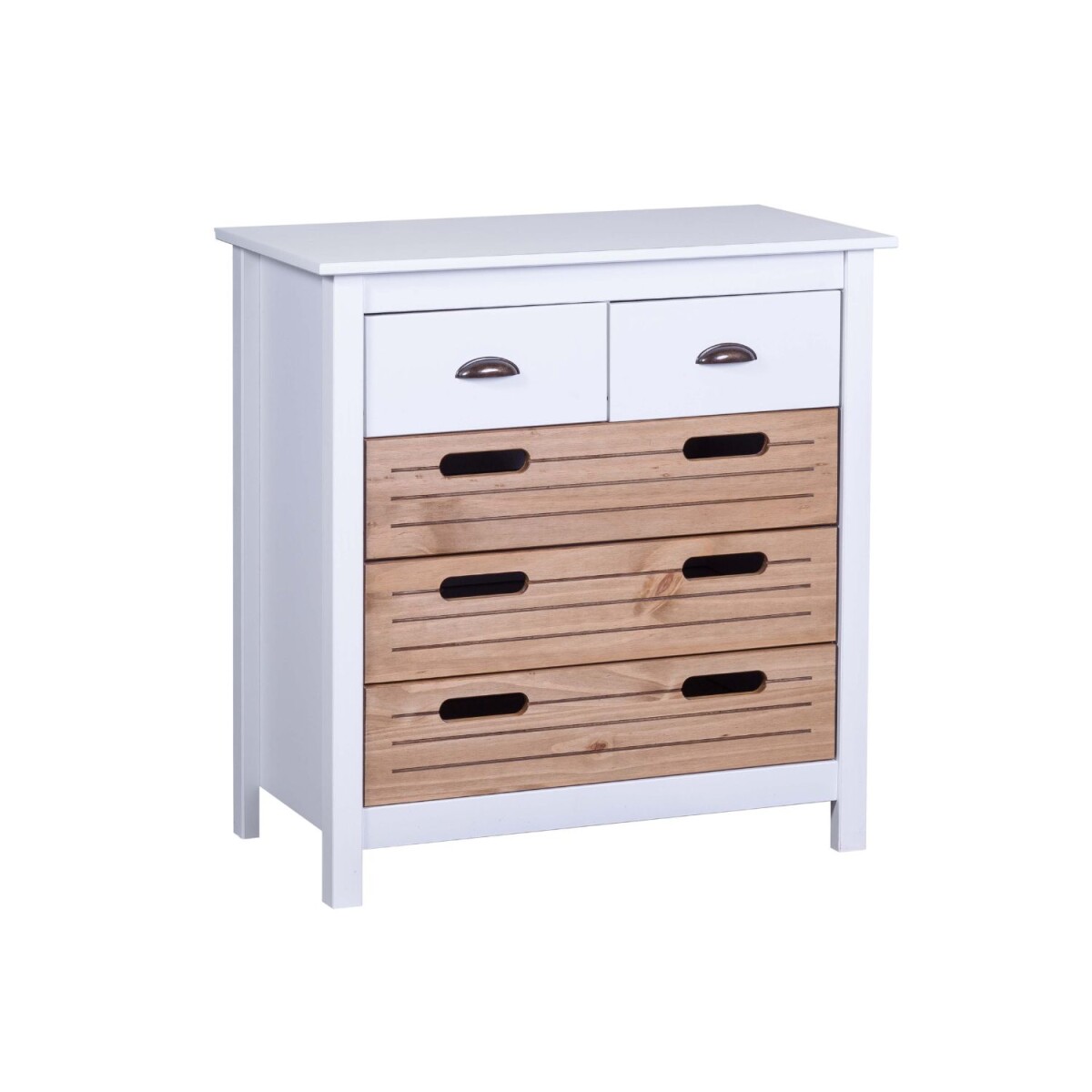 Cómoda Lumax 5 cajones madera y blanco 