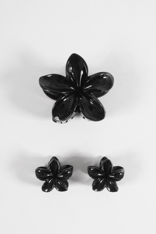 Set de 3 piezas broches hibisco negro