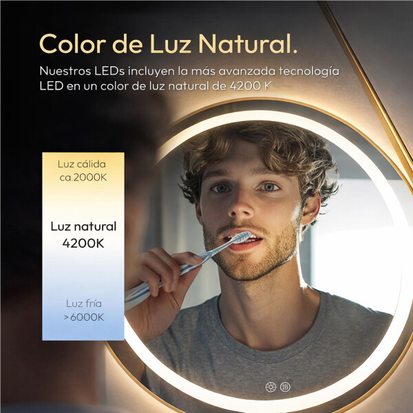 Espejo Redondo De Colgar Led 60 Cm Led13 DORADO