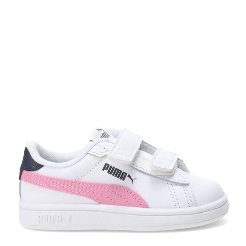 Championes Infantiles Puma Smash 3.0 Leather V Blanco - Rosa - Azul Marino