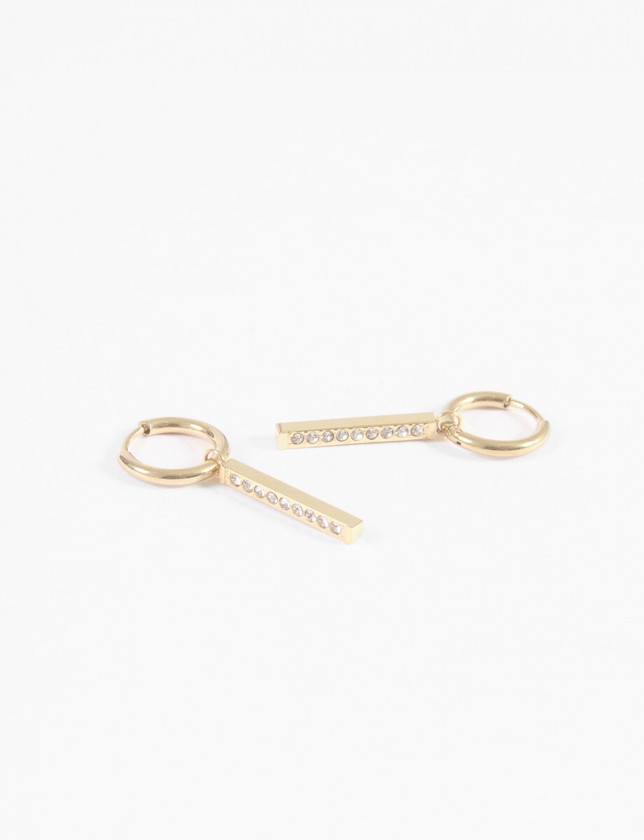 Aros acero con dije strass - dorado 