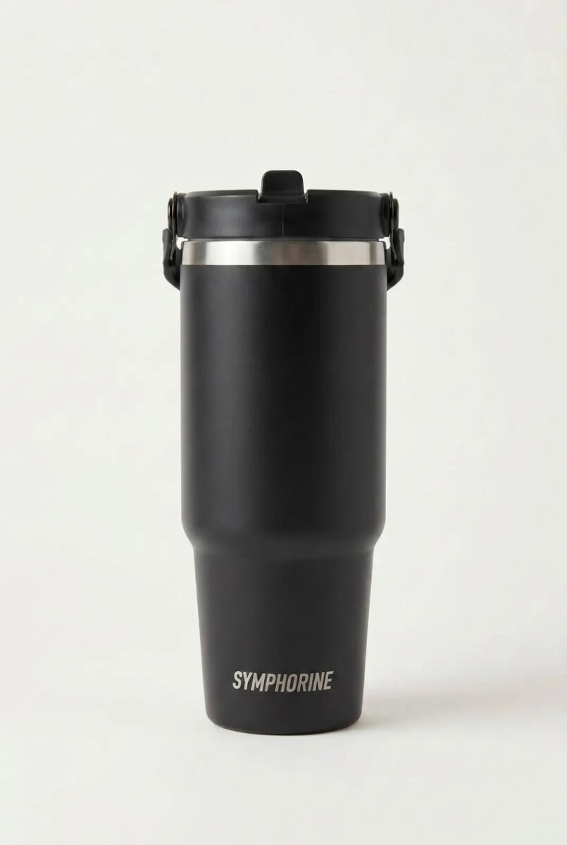 Botella mug térmica de acero inoxidable - negro 