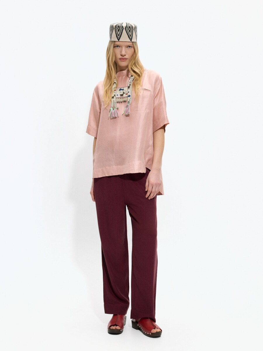 Pantalón Fluido 100% Lyocell burdeos