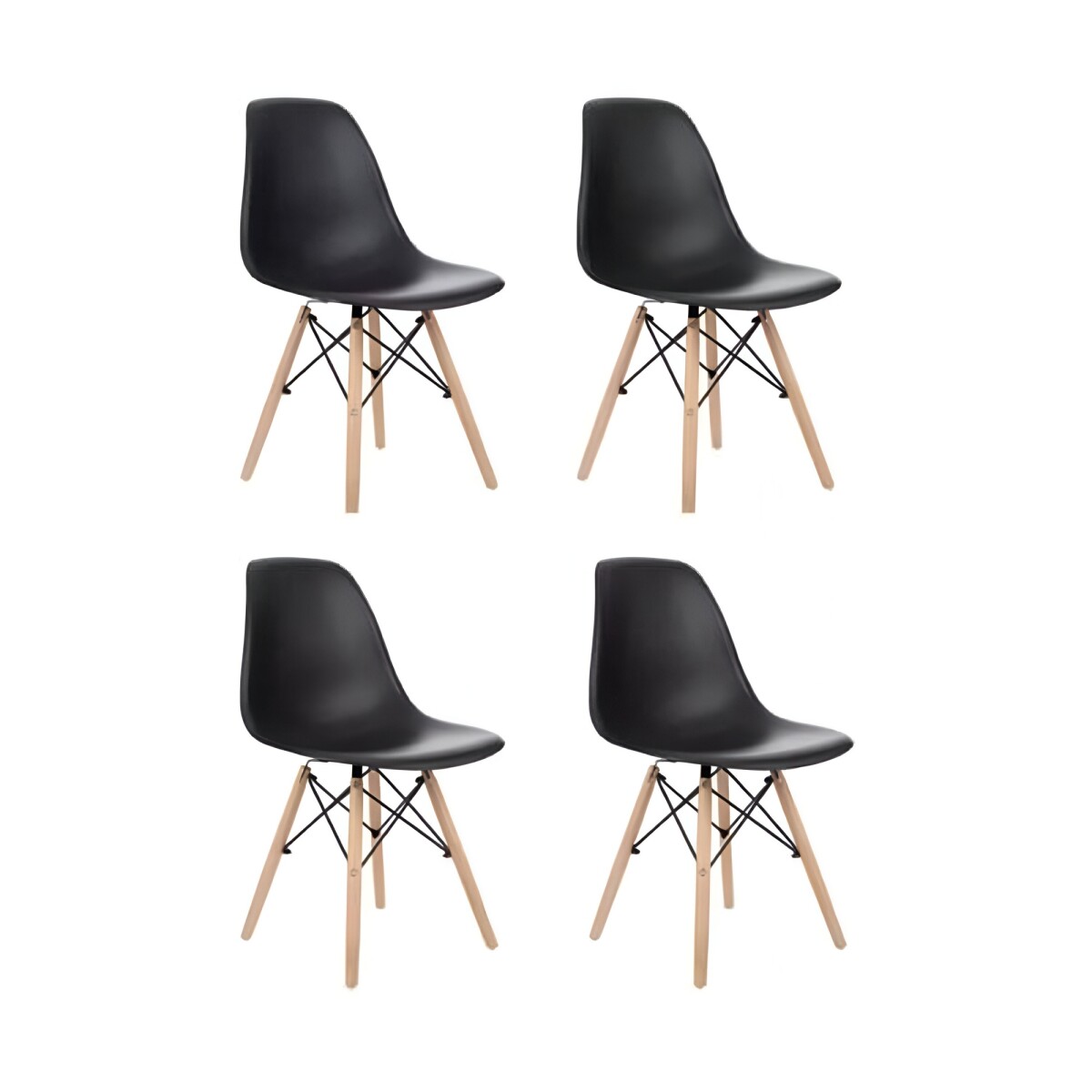 Silla De Comedor Eames Pack 4 Unidades Varios Colores Lumax - Negra 