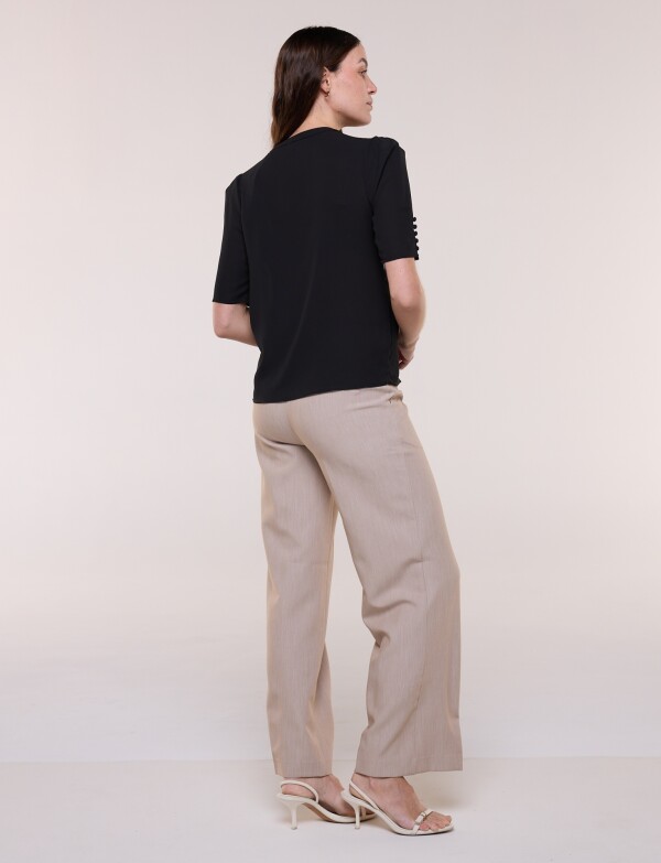 Blusa Lazo Con Mangas Abotonadas NEGRO