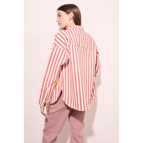 Sobrecamisa Rayas Y Bordado Rojo