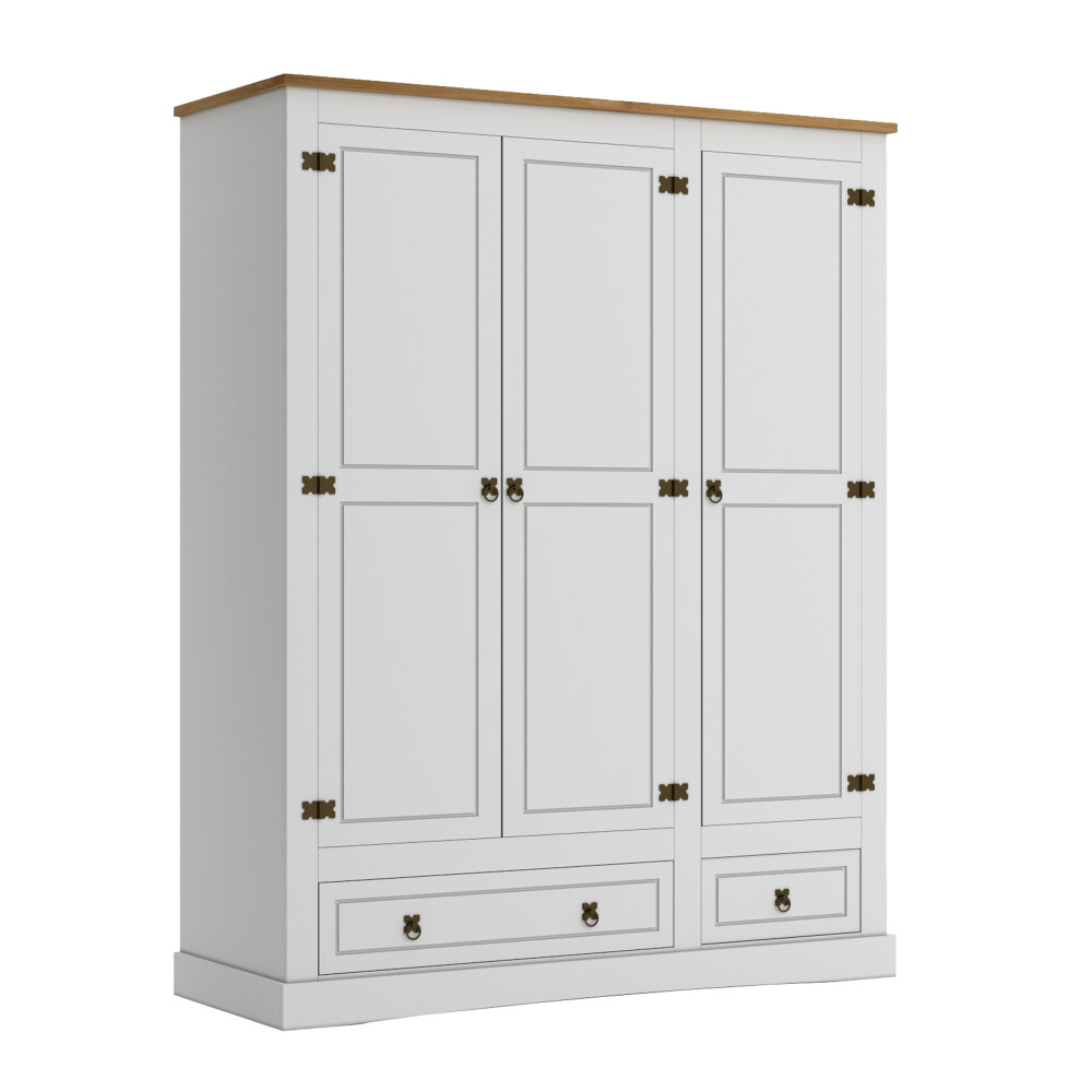 Ropero 3 Puertas 2 Cajones Madera - Linea Mexicana Blanco