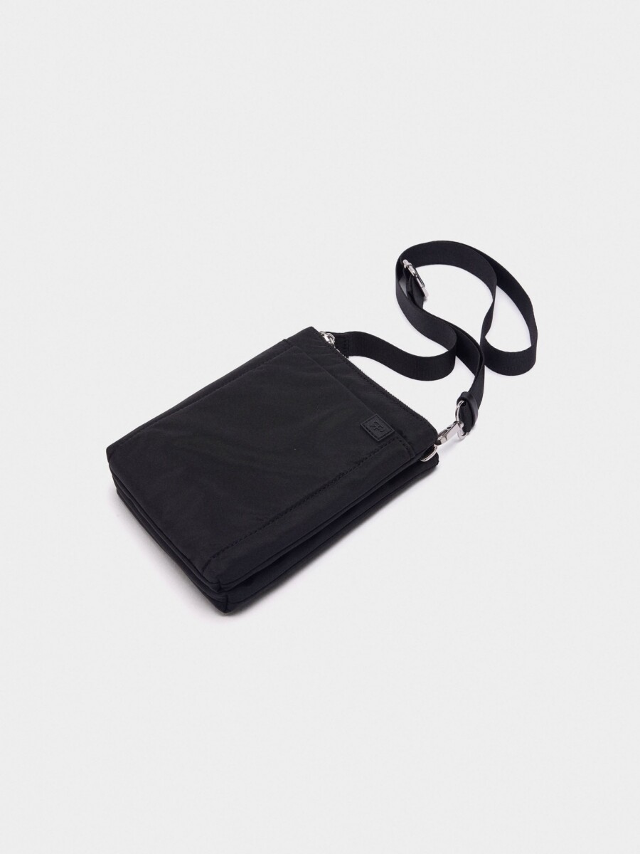 Bolso Bandolera Doble De Nylon negro