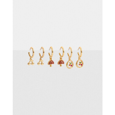 Set De Argollas Bañadas En Oro Dorado