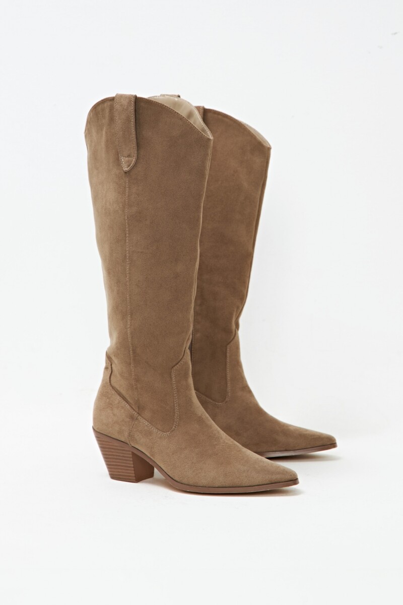 Bota tejana de suede beige