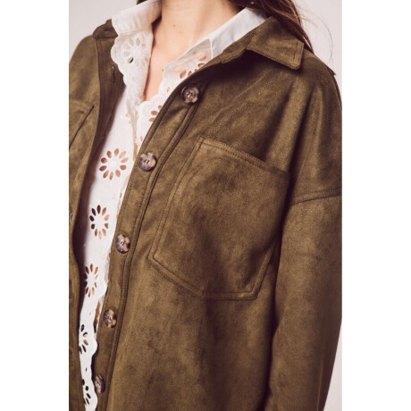 Sobrecamisa Gamuza Cuero Vegano Verde Oliva