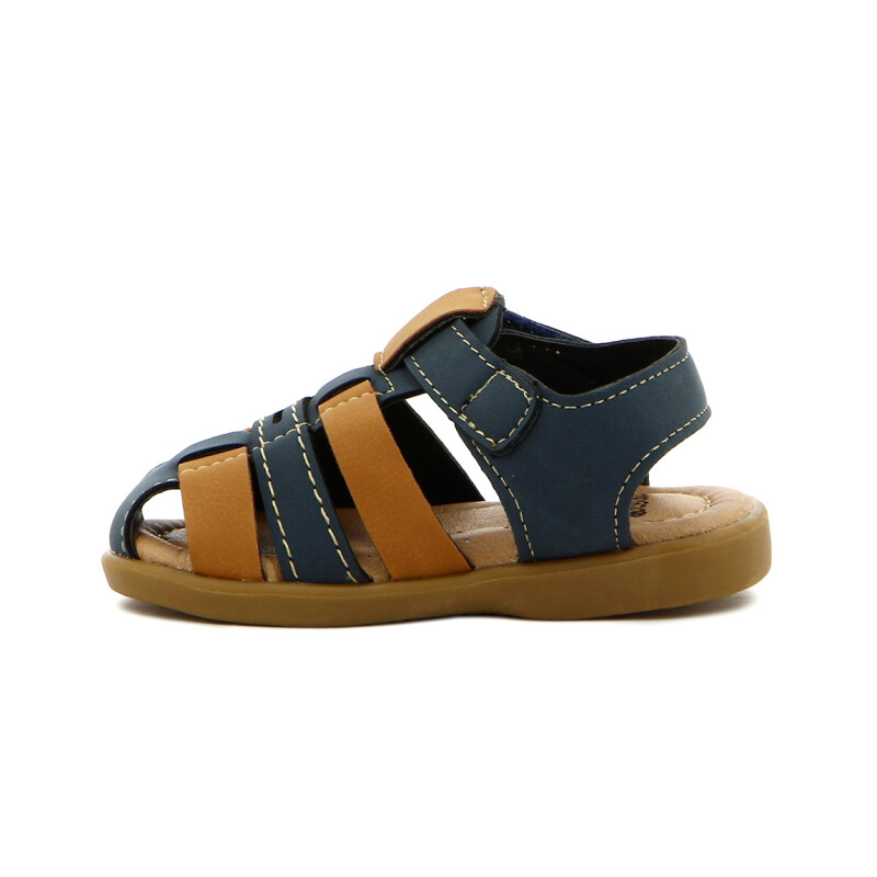 Angus Sandalia Niño Franciscana C/ Pulsera Y Velcro Marino-camel