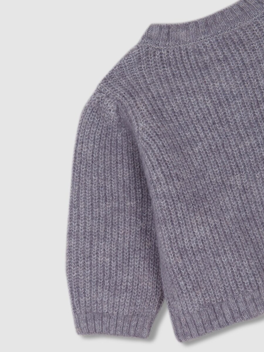 Chaqueta De Punto Botones Madera Gris Medio Melange